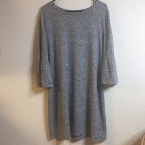 Gray Dress with Bell Sleeves